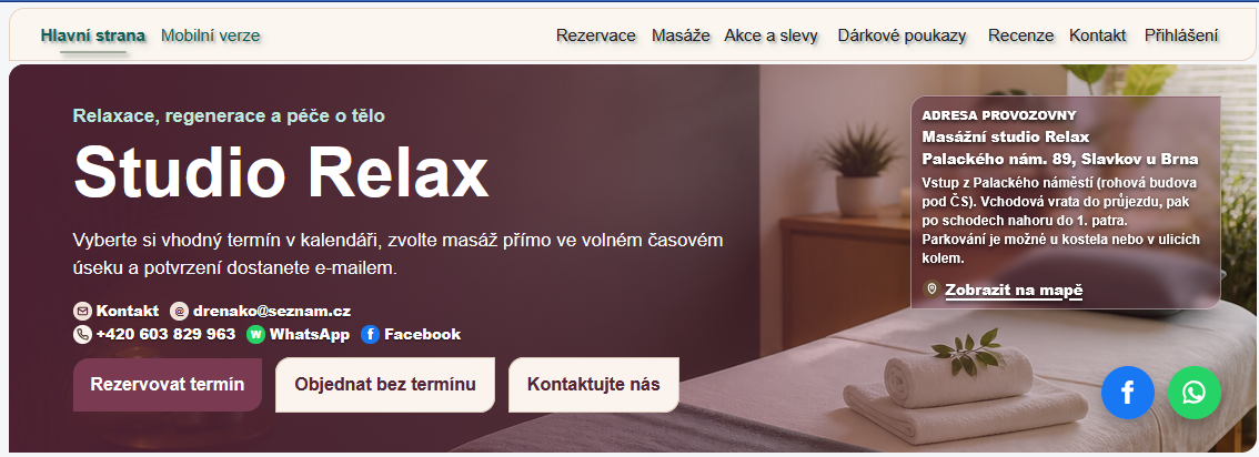 Náhled webu Masírujeme pro zdraví